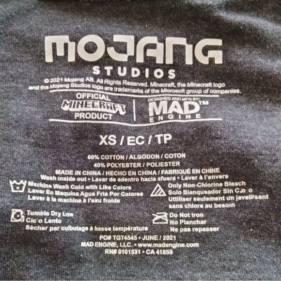 Minecraft Kids Size XS Creeper Graphic Tee Mad Engine Mojang Studios 2021 - Picture 6 of 6